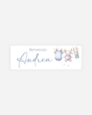 Bigliettini Nascita Tag personalizzato cartoncino o adesivo – Rettangolo NR01