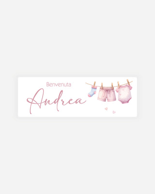 Bigliettini Nascita Tag personalizzato cartoncino o adesivo – Rettangolo NR02