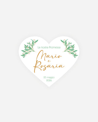 Bigliettini Promessa Tag personalizzato cartoncino o adesivo – Cuore PCU05