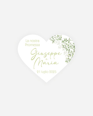 Bigliettini Promessa Tag personalizzato cartoncino o adesivo – Cuore PCU07