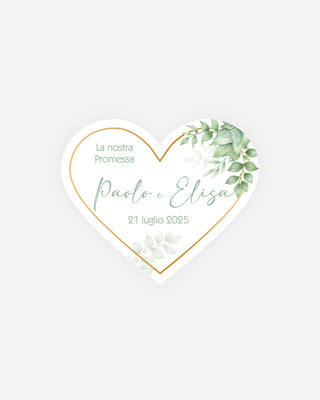 Bigliettini Promessa Tag personalizzato cartoncino o adesivo – Cuore PCU08
