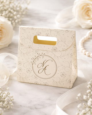 Scatolina Bomboniera Borsetta Crema Personalizzata