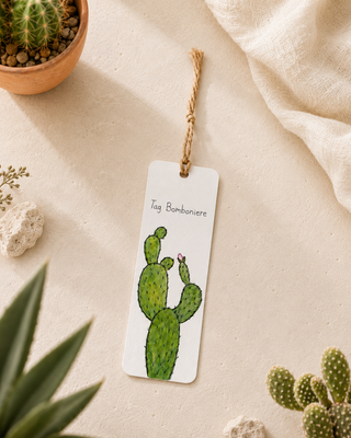 Segnalibro Personalizzato Cactus Dipinto a Mano ad Acquerello