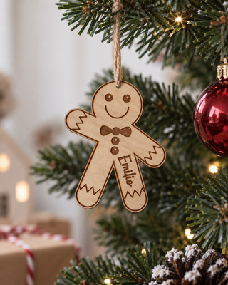 Decorazione Natalizia Pan di Zenzero in Legno Personalizzata con Nome